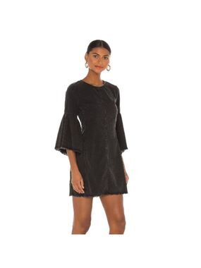 NWT Free People We the Free Reckless Life Washed Black Denim Mini Dress Size 8